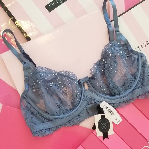 Victoria's Secret Vintage Designer Collection Black Label Rhinestone Crystal Bra - Picture 3 of 15